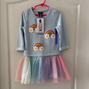 Zunie Light Blue Rainbow & Tulle Skirt Dress